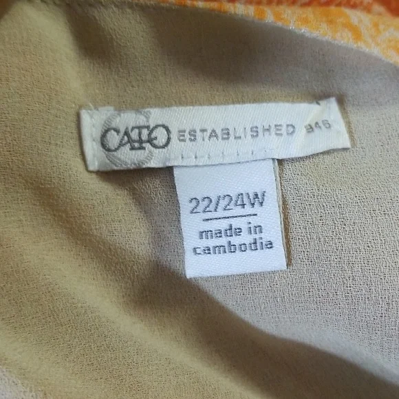 Cato Orange Ombre Lace Trim With Keyhole detail In The Back Top 22/24W - Picture 8 of 10